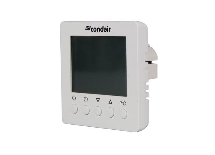 A humidistat allows the user to set their desired room humidity, monitors the atmosphere and controls the output of the humidifier accordingly