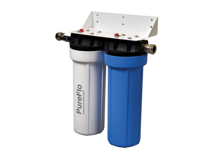 The humidifier includes water flush and drain cycles to reduce microbial growth and an optional PureFlo antimicrobial filter